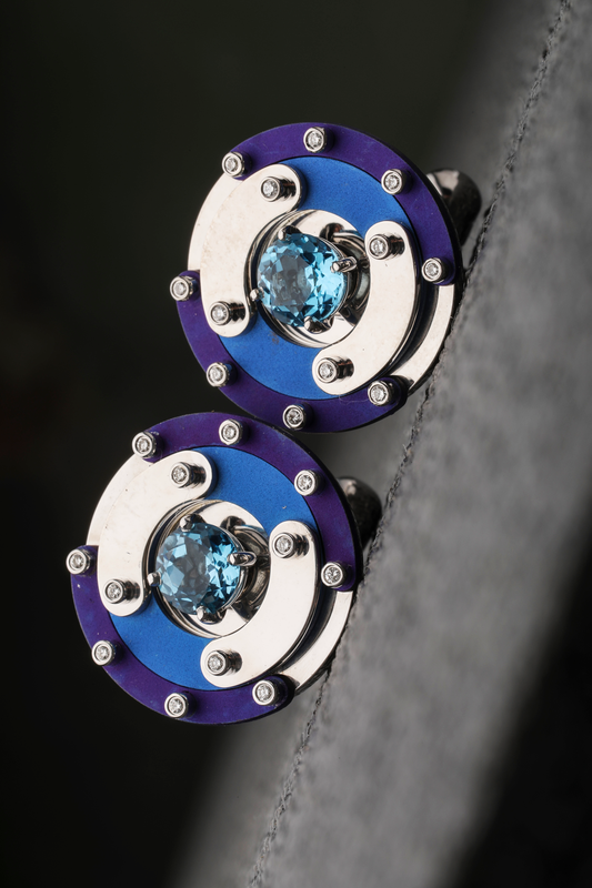Gold and Titanium Cufflinks with Diamonds
