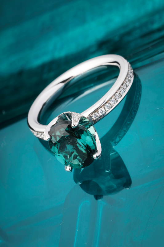 Gold Ring with Tourmaline and Diamonds