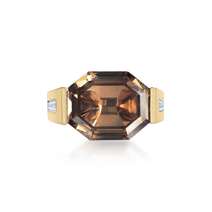 Quiet Gold Ring with octagon-cut diamond