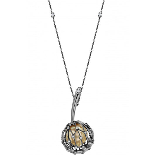 Dandelion gold pendant with pearl and diamonds