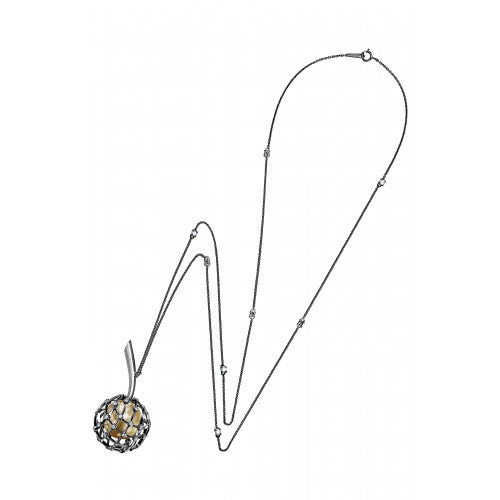 Dandelion gold pendant with pearl and diamonds