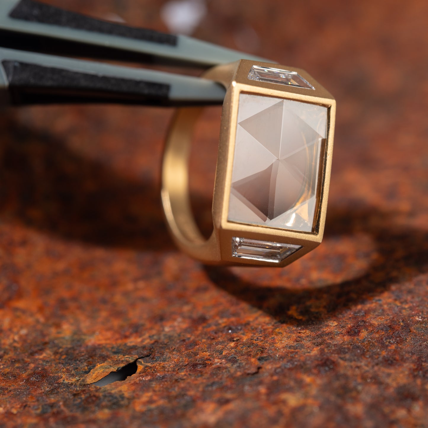 Quiet Gold Ring with table rose-cut diamonds