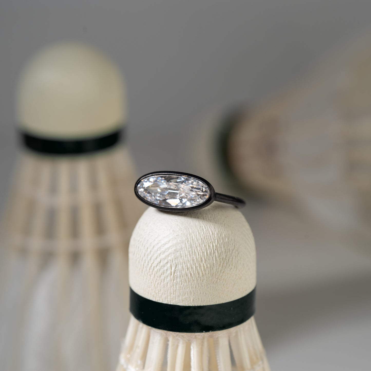 Quiet PLatinum Ring with oval-cut diamond