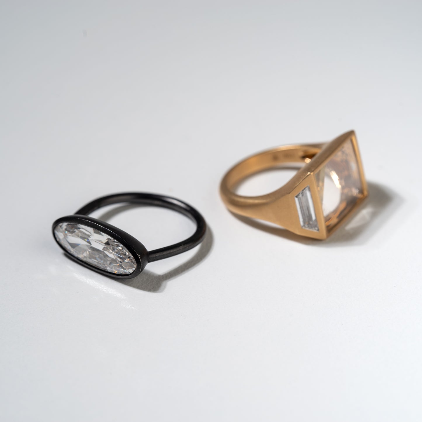 Quiet Gold Ring with table rose-cut diamonds