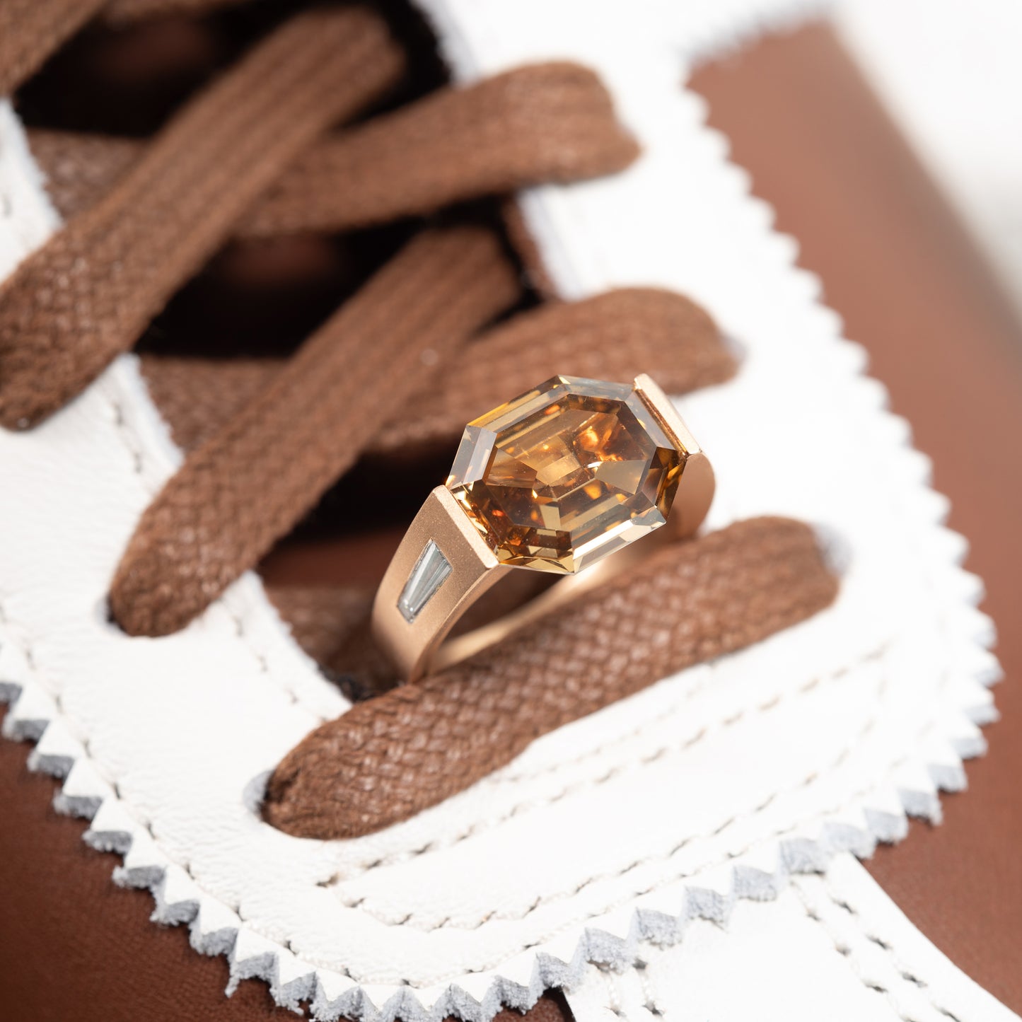 Quiet Gold Ring with octagon-cut diamond