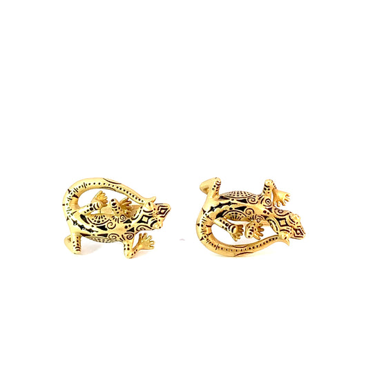 Lizards gold cufflinks with enamel