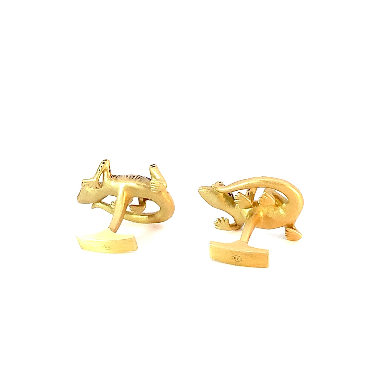 Lizards gold cufflinks with enamel