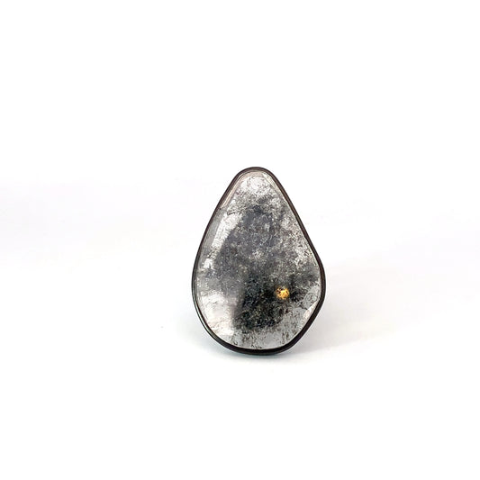 Quiet PLatinum Ring with pear-shaped tablet