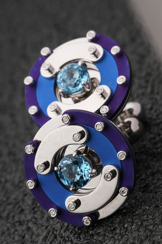 Gold and Titanium Cufflinks with Diamonds