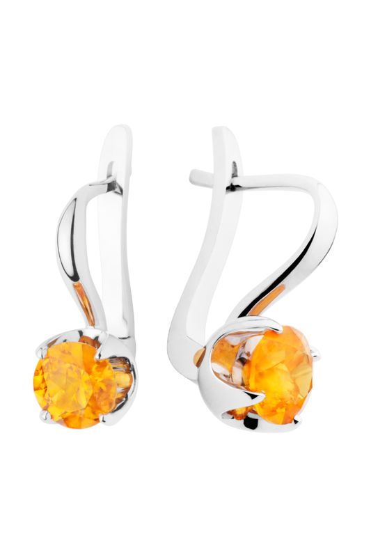 Gold earrings with spessartines