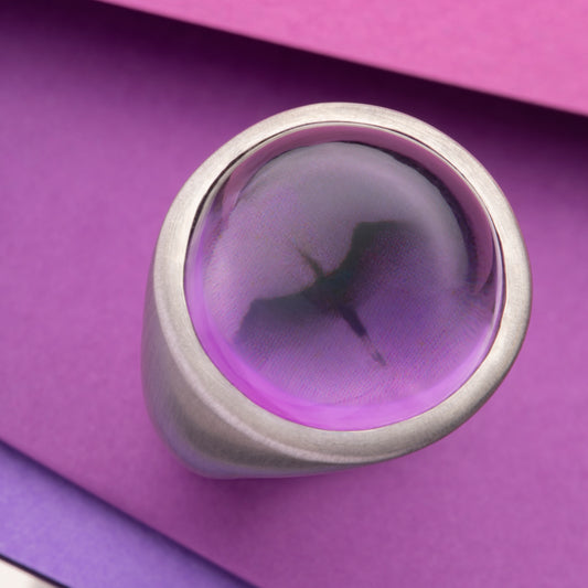 Eye drops silver ring with white rodium