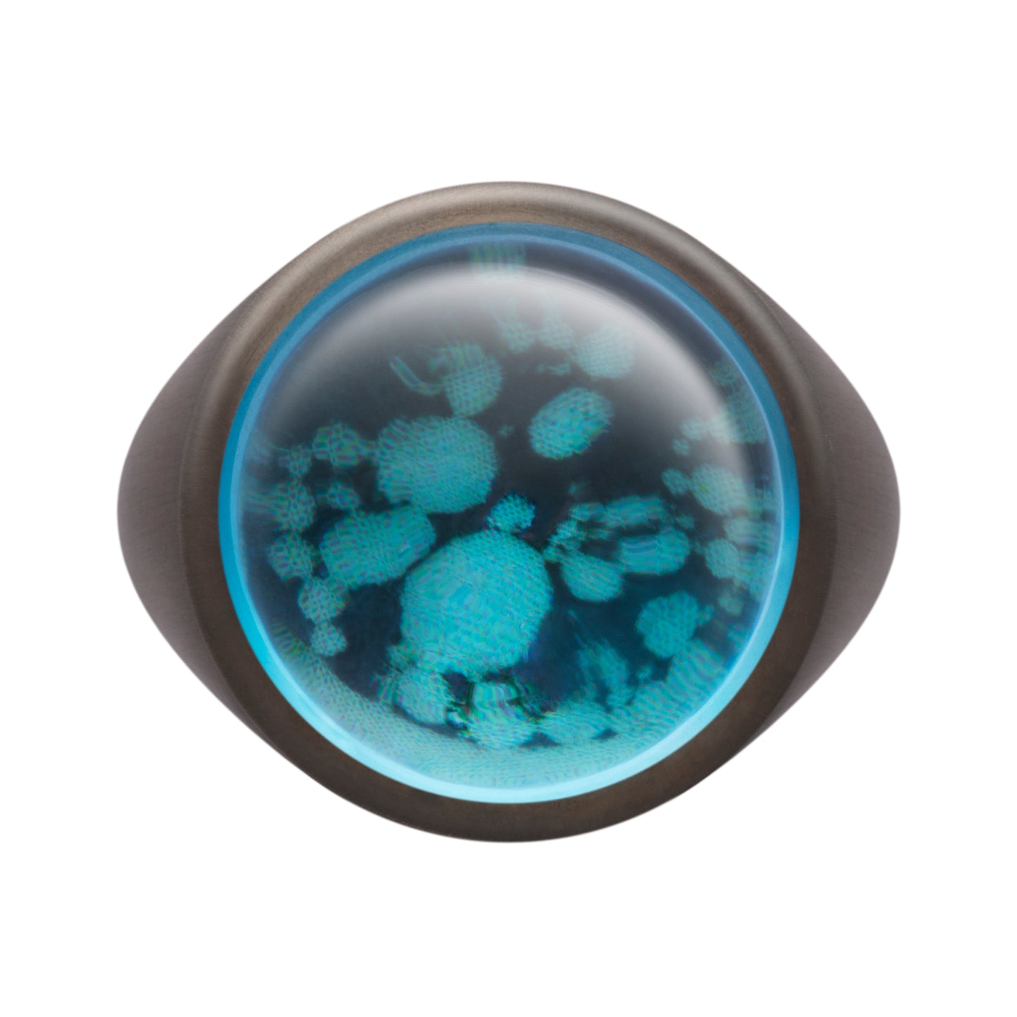 Eye drops silver ring with black rodium