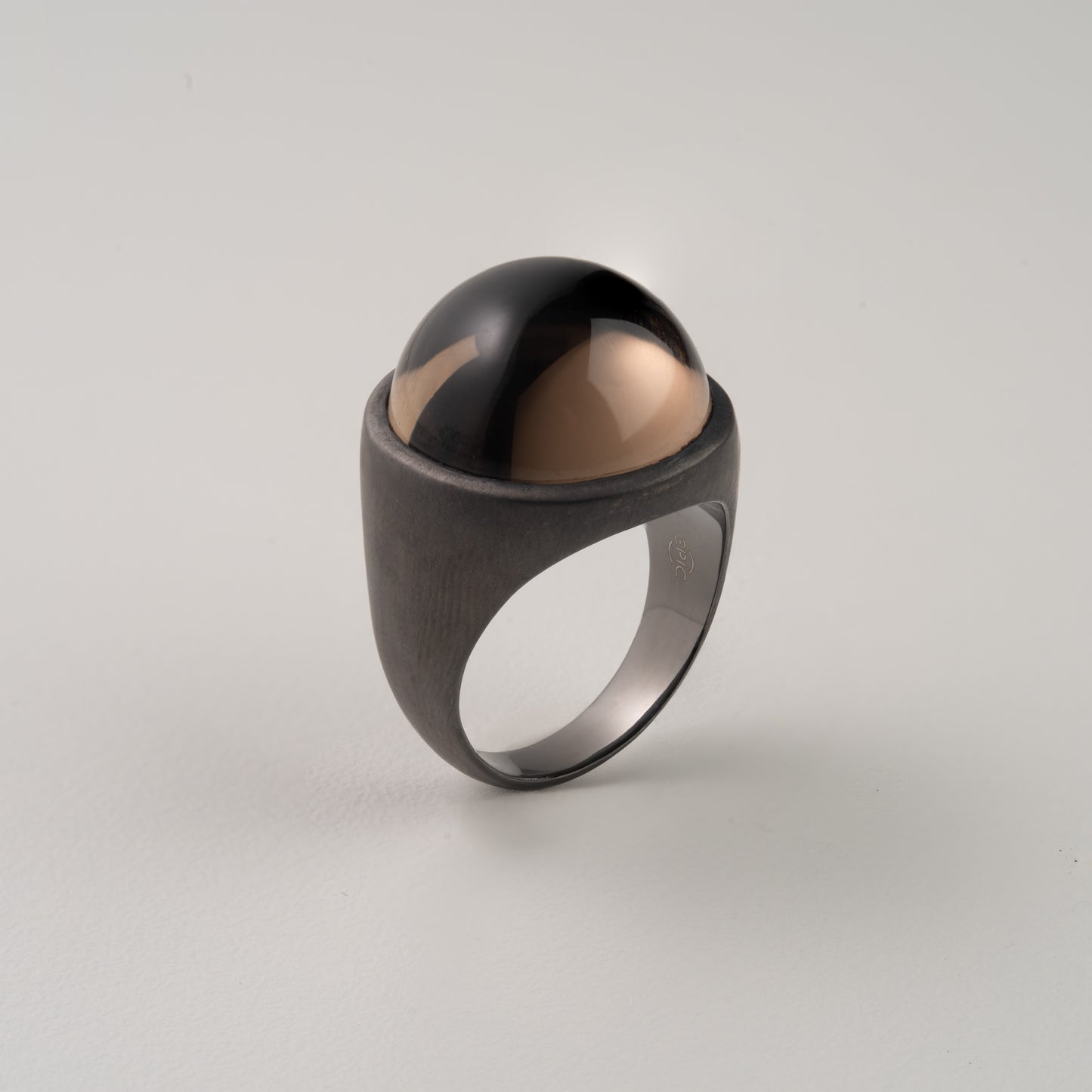 Eye drops silver ring with black rodium
