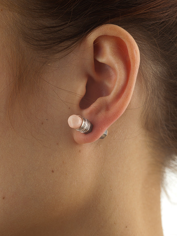 Pencils silver earrings with sapphires and corals