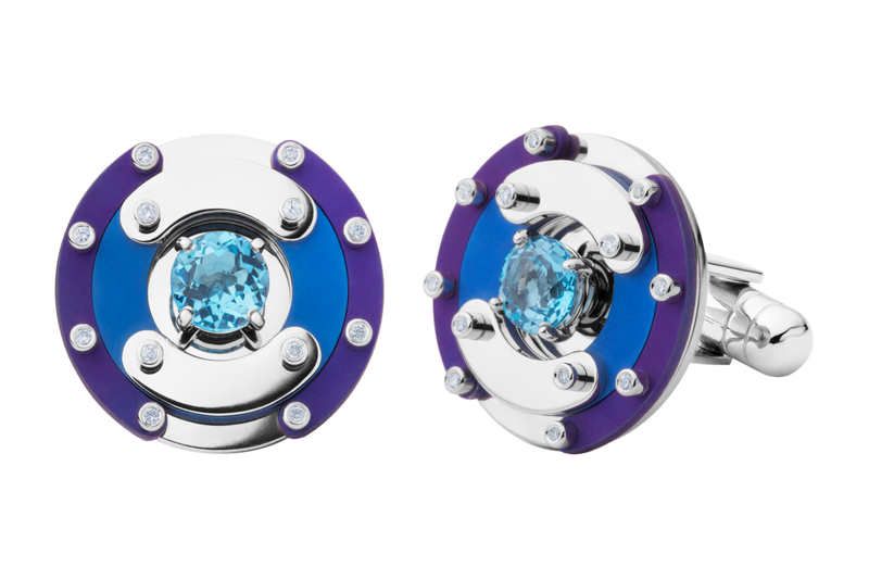 Gold and Titanium Cufflinks with Diamonds